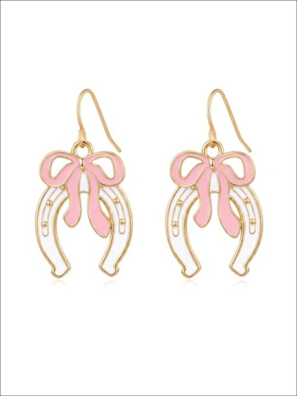 Cowgirl Horseshoe Dangle Earrings Metal Enamel Western Jewelry